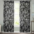 thumbnail image 1 of Sheer Curtains 108 inches Long, Farmhouse Botanical White Leaves on Black Light Filtering Sheer Window Curtains Rod Pocket Voile Drapes for Bedroom Living Room, 52"W x 108"L 2 Panels, 1 of 1