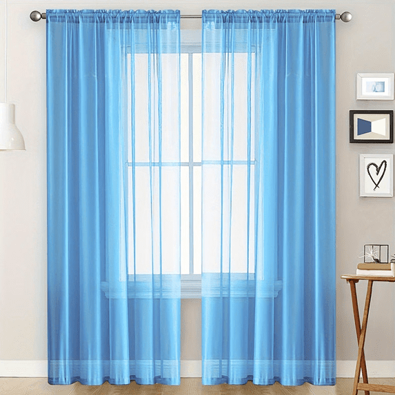 Sheer Curtains 2 Panels - Light Filtering Privacy Sheers for Living Room/Bedroom, Light Filtering Transparent Semi Sheer Panel Drapes, Per Panel W52 X L84 inches