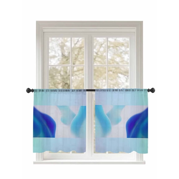 Sheer Curtains 2 Panels Set, Abstract Gradient Lines Expansion Modern Art Window Sheer Curtains for Living Room/Bedroom, Light Filtering Rod Pocket Voile Drapes, 52" W x 45" L