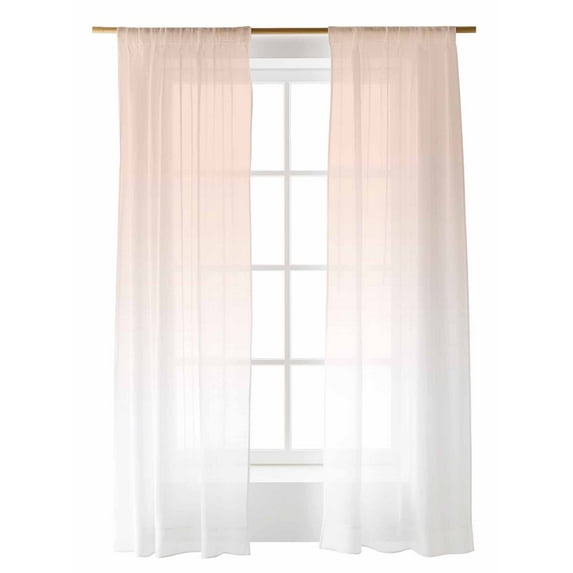 Sheer Curtains 2 Panels Set, Dreamy Peach Pink and White Gradient Window Sheer Curtains for Living Room/Bedroom, Light Filtering Rod Pocket Voile Drapes, 52" W x 108" L