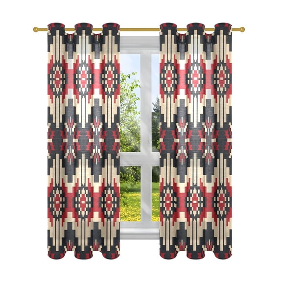 Sheer Curtains 2 Panels Set Grommet Drapes Window Treatments Light Filtering for Bedroom Living Room W42 x L63 Geometric Pixel Print