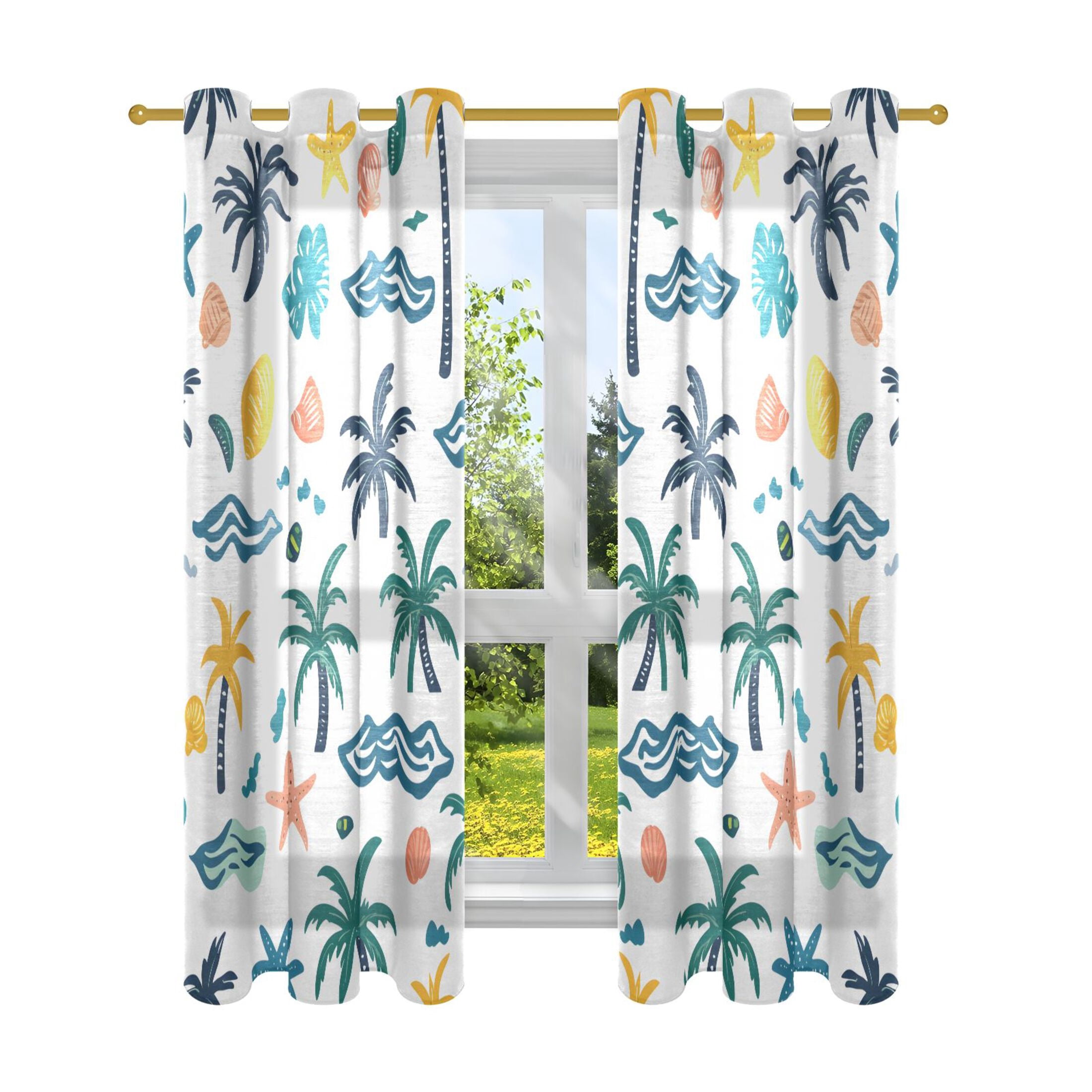 Sheer Curtains 2 Panels Set Grommet Drapes Window Treatments Light ...
