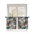 thumbnail image 1 of Sheer Curtains 2 Panels Set, Marble Teal Brown Abstract Geometric Lines Window Sheer Curtains for Living Room/Bedroom, Light Filtering Rod Pocket Voile Drapes, 52" W x 45" L, 1 of 7