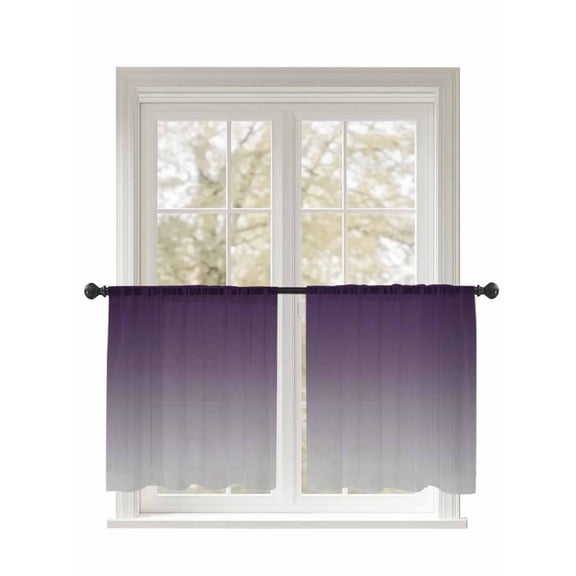 Sheer Curtains 2 Panels Set, Purple Gray Gradient Window Sheer Curtains for Living Room/Bedroom, Light Filtering Rod Pocket Voile Drapes, 52" W x 45" L