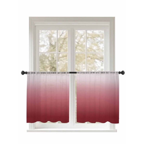 Sheer Curtains 2 Panels Set, Red Gradient Window Sheer Curtains for Living Room/Bedroom, Light Filtering Rod Pocket Voile Drapes, 52" W x 54" L