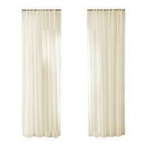 Sheer Curtains 2 Panels Set - Rod Pocket Light Filtering Drapes - Semi Sheer Voile Curtains for Living Room and Bedroom (51.18x39.37in, Beige)