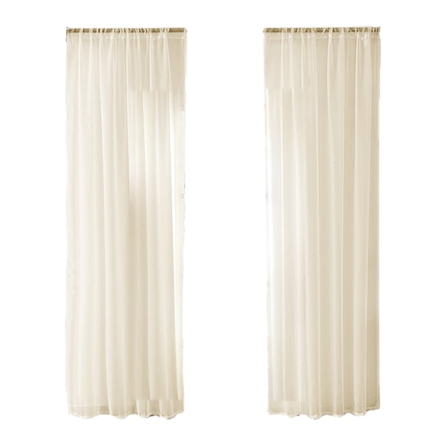 Sheer Curtains 2 Panels Set - Rod Pocket Light Filtering Drapes - Semi Sheer Voile Curtains for Living Room and Bedroom (51.18x39.37in, Beige)