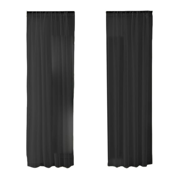 Sheer Curtains 2 Panels Set - Rod Pocket Light Filtering Drapes - Semi Sheer Voile Curtains for Living Room and Bedroom (51.18x39.37in, Black)