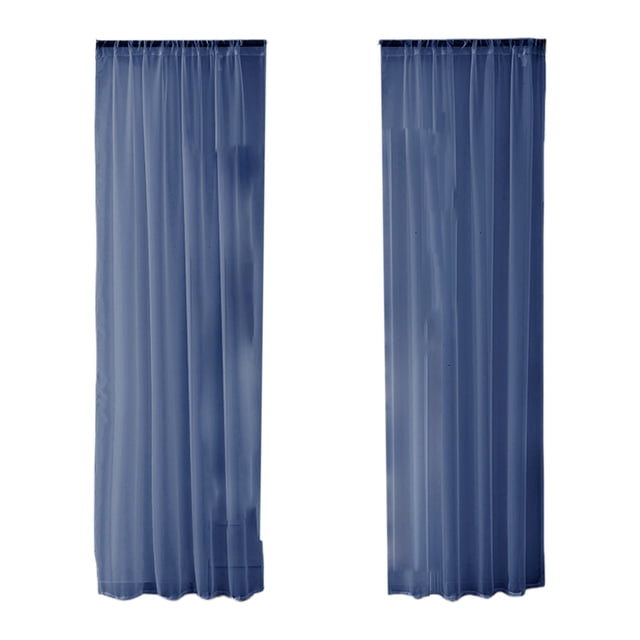 Sheer Curtains 2 Panels Set - Rod Pocket Light Filtering Drapes - Semi Sheer Voile Curtains for Living Room and Bedroom (51.18x39.37in, Blue)