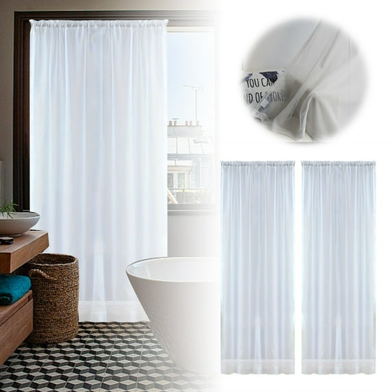 Sheer Curtains 2 Panels Set Semi Transparent Voile Window Drapes with Rod Pocket - Light Filtering Sheers for Bedroom Living Room Dining Room Wedding Party Backdrop Canopy Decor