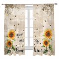 thumbnail image 1 of Sheer Curtains 2 Panels Set, Sunflower Bee You Are My Sunshine Vintage Background Window Sheer Curtains for Living Room/Bedroom, Light Filtering Rod Pocket Voile Drapes, 52" W x 72" L, 1 of 7