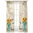 thumbnail image 1 of Sheer Curtains 2 Panels Set, You Are My Sunshine Sunflower Bee Vase Vintage Old Newspaper Window Sheer Curtains for Living Room/Bedroom, Light Filtering Rod Pocket Voile Drapes, 52" W x 84" L, 1 of 7