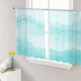 thumbnail image 1 of Sheer Curtains 45 Inch Length 2 Panels Set for Kitchen, Aqua Ombre Mountain Semi Sheer Curtains for Windows, Nature Abstract Art Marble Gradient Voile Window Treatments Rod Pocket Curtain, 1 of 7