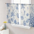 thumbnail image 1 of Sheer Curtains 45 Inch Length 2 Panels Set for Kitchen, Blue Coastal Starfish Semi Sheer Curtains for Windows, Beach Ocean Nautical Shells Conch Voile Window Treatments Rod Pocket Curtain, 1 of 7