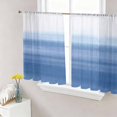 thumbnail image 1 of Sheer Curtains 45 Inch Length 2 Panels Set for Kitchen, Blue White Ombre Semi Sheer Curtains for Windows, Modern Abstract Striped Lines Art Voile Window Treatments Rod Pocket Curtain, 1 of 7