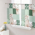 thumbnail image 1 of Sheer Curtains 45 Inch Length 2 Panels Set for Kitchen, Boho Spring Floral Semi Sheer Curtains for Windows, Retro Flowers Plants Patchwork Grid Green Voile Window Treatments Rod Pocket Curtain, 1 of 7