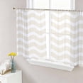 thumbnail image 1 of Sheer Curtains 45 Inch Length 2 Panels Set for Kitchen, Cream Moire Semi Sheer Curtains for Windows, Water Ripple Stripe Farmhouse Voile Window Treatments Rod Pocket Curtain, 1 of 7