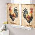 thumbnail image 1 of Sheer Curtains 45 Inch Length 2 Panels Set for Kitchen, Farmhouse Rooster Semi Sheer Curtains for Windows, Retro Country Watercolor Animal Voile Window Treatments Rod Pocket Curtain, 1 of 7