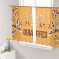 thumbnail image 1 of Sheer Curtains 45 Inch Length 2 Panels Set for Kitchen, Giraffe Semi Sheer Curtains for Windows, Red Love Heart Rustic Animals Orange Voile Window Treatments Rod Pocket Curtain, 1 of 7