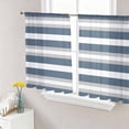 thumbnail image 1 of Sheer Curtains 45 Inch Length 2 Panels Set for Kitchen, Haze Blue Stripe Semi Sheer Curtains for Windows, Farmhouse Blue Gray Striped Voile Window Treatments Rod Pocket Curtain, 1 of 7