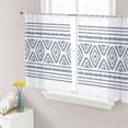 thumbnail image 1 of Sheer Curtains 45 Inch Length 2 Panels Set for Kitchen, Navy Blue Boho Semi Sheer Curtains for Windows, Vintage Southwestern Geometric Stripes Voile Window Treatments Rod Pocket Curtain, 1 of 7