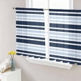 thumbnail image 1 of Sheer Curtains 45 Inch Length 2 Panels Set for Kitchen, Navy Sky Blue Ombre Striped Semi Sheer Curtains for Windows, Gradient Horizontal Lines Voile Window Treatments Rod Pocket Curtain, 1 of 7
