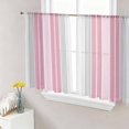 thumbnail image 1 of Sheer Curtains 45 Inch Length 2 Panels Set for Kitchen, Pink Gray Stripes Semi Sheer Curtains for Windows, Chic Modern Abstract Vertical Lines Voile Window Treatments Rod Pocket Curtain, 1 of 7