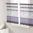 thumbnail image 1 of Sheer Curtains 45 Inch Length 2 Panels Set for Kitchen, Purple Geometric Semi Sheer Curtains for Windows, Stripes Boho Spring Flowers Country Rural Voile Window Treatments Rod Pocket Curtain, 1 of 7