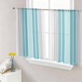 thumbnail image 1 of Sheer Curtains 45 Inch Length 2 Panels Set for Kitchen, Turquoise Aqua Stripes Semi Sheer Curtains for Windows, Modern Minimalist Abstract Lines Voile Window Treatments Rod Pocket Curtain, 1 of 7