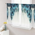 thumbnail image 1 of Sheer Curtains 45 Inch Length 2 Panels Set for Kitchen, Turquoise Feather Semi Sheer Curtains for Windows, Abstract Beige Peacock Feather Voile Window Treatments Rod Pocket Curtain, 1 of 7