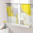 thumbnail image 1 of Sheer Curtains 45 Inch Length 2 Panels Set for Kitchen, Yellow Semi Sheer Curtains for Windows, Modern Geometric Grey Oil Painting Abstract Voile Window Treatments Rod Pocket Curtain, 1 of 7