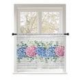 thumbnail image 1 of Sheer Curtains 45 Inch Length, Blue Pink Hydrangea Semi Sheer Curtains Light Filtering Window Treatment, Eucalyptus Leaves Wooden Summer Botanical Privacy Voile Drapes for Living Room 52x45 Inch, 1 of 7