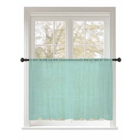 Sheer Curtains 45 Inch Length, Linen Mint Green Semi Sheer Curtains Light Filtering Window Treatment, Modern Minimalist Pure Solid Color Privacy Voile Drapes for Living Room Bedroom 52x45 Inch