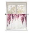 thumbnail image 1 of Sheer Curtains 45 Inch Length, Pink Semi Sheer Curtains Light Filtering Window Treatment, Summer Botanical Leaves Watercolor Privacy Voile Drapes for Living Room Bedroom 52x45 Inch, 1 of 7