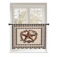 thumbnail image 1 of Sheer Curtains 45 Inch Length, Western Texas Star Vintage Semi Sheer Curtains Light Filtering Window Treatment, Rustic Wreath Black Beige Plaid Privacy Voile Drapes for Living Room 52x45 Inch, 1 of 7