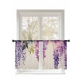 thumbnail image 1 of Sheer Curtains 45 Inch Long 2 Panels, Spring Lavender Watercolor Purple Floral Linen Background Light Filter Rod Pocket Semi Sheer Curtains, Voile Drapes Curtains for Living Room Decor, 52"x45", 1 of 1