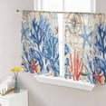 thumbnail image 1 of Sheer Curtains 45 Inches Long, Blue Coral Coastal Light Filtering Window Curtains for Living Room, Summer Beach Vintage Nautical Starfish Rod Pocket Voile Sheer Curtain Drapes, 52"W x 45"L, 2 Panels, 1 of 8