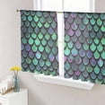 thumbnail image 1 of Sheer Curtains 45 Inches Long, Coastal Teal Green Light Filtering Window Curtains for Living Room/Bedroom, Modern Ocean Mermaid Scales Rod Pocket Voile Sheer Curtain Drapes, 52"W x 45"L, 2 Panels, 1 of 8
