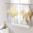 thumbnail image 1 of Sheer Curtains 45 Inches Long, Gold Grey Light Filtering Window Curtains for Living Room, Abstract Contemporary Square Graffiti Smear Art Rod Pocket Voile Sheer Curtain Drapes, 52"W x 45"L, 2 Panels, 1 of 8