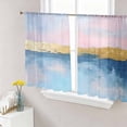 thumbnail image 1 of Sheer Curtains 45 Inches Long, Oil Painting Pink Blue Light Filtering Window Curtains for Living Room/Bedroom, Artwork Abstract Modern Rod Pocket Voile Sheer Curtain Drapes, 52"W x 45"L, 2 Panels, 1 of 8