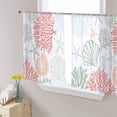 thumbnail image 1 of Sheer Curtains 45 Inches Long, Summer Beach Coral Shell Starfish Light Filtering Window Curtains for Living Room, Red Sage Green Coastal Rod Pocket Voile Sheer Curtain Drapes, 52"W x 45"L, 2 Panels, 1 of 9