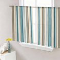thumbnail image 1 of Sheer Curtains 45 Inches Long, Turquoise Beige Light Filtering Window Curtains for Living Room, Boho Vertical Stripes Bohemian Retro Rod Pocket Voile Sheer Curtain Drapes, 52"W x 45"L, 2 Panels, 1 of 8