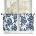 thumbnail image 1 of Sheer Curtains 45 inches Long, Abstract Paisley Pattern Retro Blue Ethnic Flowers Light Filtering Sheer Window Curtains Rod Pocket Voile Drapes for Bedroom Living Room, 52"W x 45"L 2 Panels, 1 of 7