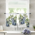 thumbnail image 1 of Sheer Curtains 45 inches Long, Fruit Blueberry Green Leaves Light Filtering Sheer Window Curtains Rod Pocket Voile Drapes for Bedroom Living Room, 52"W x 45"L 2 Panels, 1 of 7