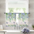thumbnail image 1 of Sheer Curtains 45 inches Long, Hydrangea Eucalyptus Butterfly Floral Watercolor Retro Linen Light Filtering Sheer Window Curtains Rod Pocket Voile Drapes for Living Room, 52"W x 45"L 2 Panels, 1 of 7