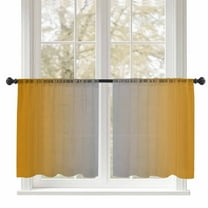 Sheer Curtains 45 inches Long, Orange and Grey Gradient Light Filtering Sheer Window Curtains Rod Pocket Voile Drapes for Bedroom Living Room, 52"W x 45"L 2 Panels