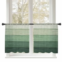 Sheer Curtains 45 inches Long, Sage Green Striped Gradient Rustic Wood Board Light Filtering Sheer Window Curtains Rod Pocket Voile Drapes for Bedroom Living Room, 52"W x 45"L 2 Panels