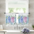 thumbnail image 1 of Sheer Curtains 45 inches Long, Summer Hydrangea Floral Eucalyptus Leaves Butterfly Grey Plaid Light Filtering Sheer Window Curtains Rod Pocket Voile Drapes for Living Room, 52"Wx45"L 2 Panels, 1 of 7