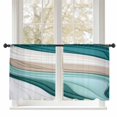thumbnail image 1 of Sheer Curtains 45 inches Long, Teal Beige Gradient Waves Abstract Ombre Geometric Modern Light Filtering Sheer Window Curtains Rod Pocket Voile Drapes for Bedroom Living Room, 52"W x 45"L 2 Panels, 1 of 7