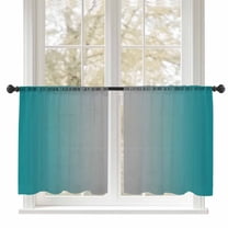 Sheer Curtains 45 inches Long, Turquoise and Grey Gradient Light Filtering Sheer Window Curtains Rod Pocket Voile Drapes for Bedroom Living Room, 52"W x 45"L 2 Panels